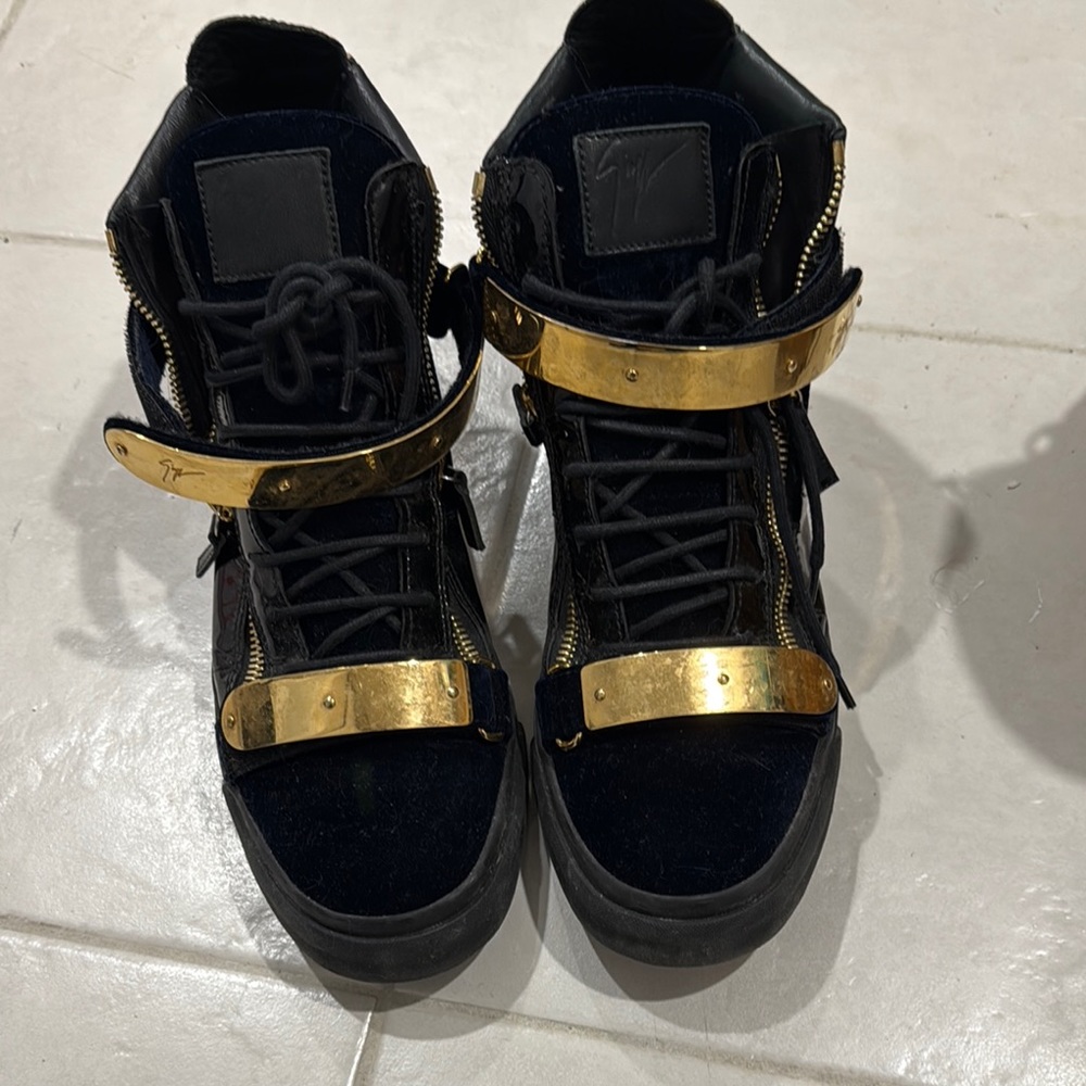 giuseppe zanotti Black and Gold High-Top Sneakers